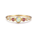 Low MOQ Wholesale 925 Sterling Silver Princess Cut White Opal and Pink Rhinestone Rhodium Plated Party Cocktail Ring