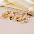 European and American Fashion Stainless Steel White Drip Oil Ring Simple Popular Pentagram Heart-Shaped Geometric Ring for Women