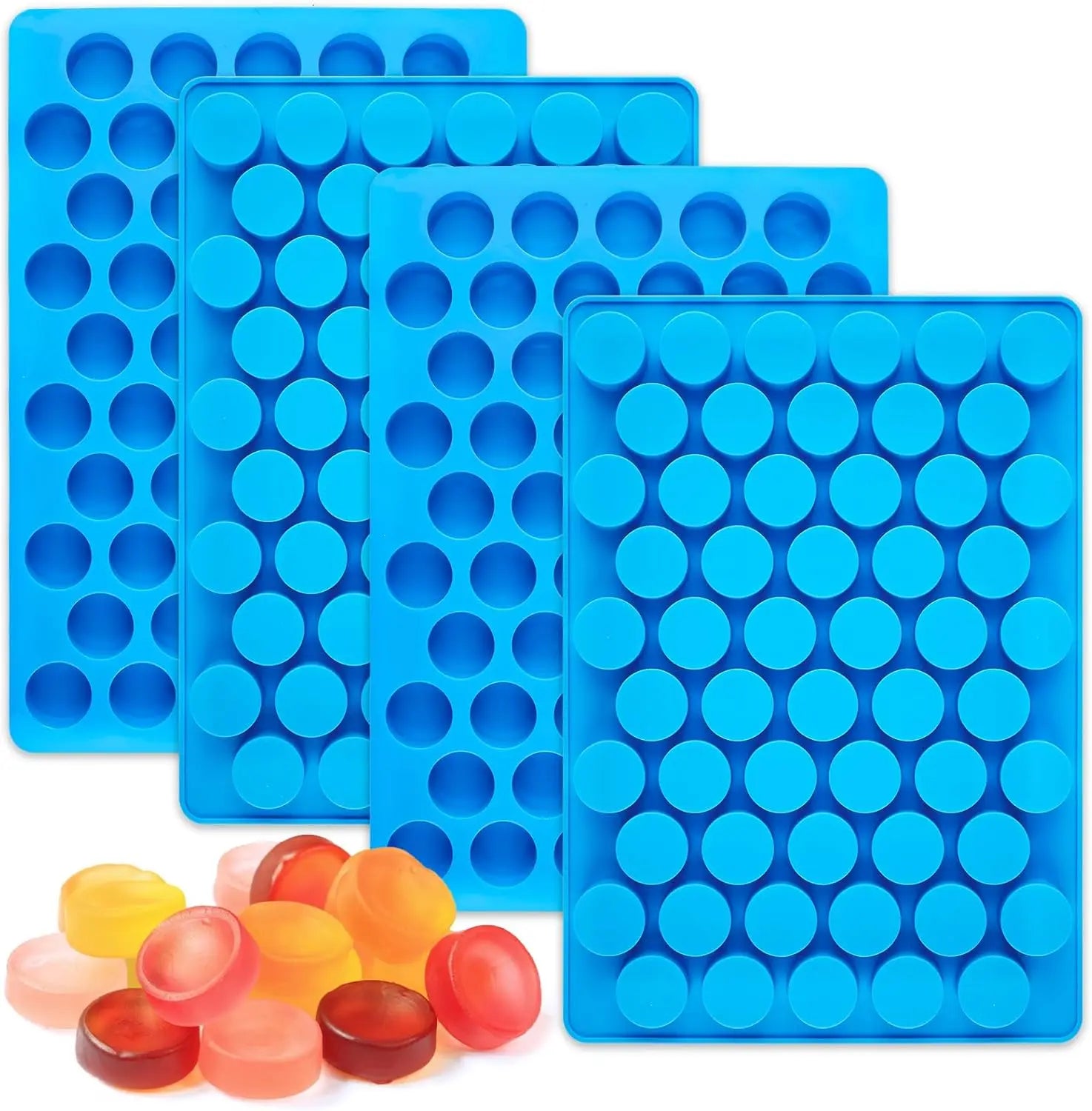 LifeTop 55Cavity Round Candy Molds Silicone Molds for Hard Candy Gummy Caramels Chocolate Ganache Ice Cube