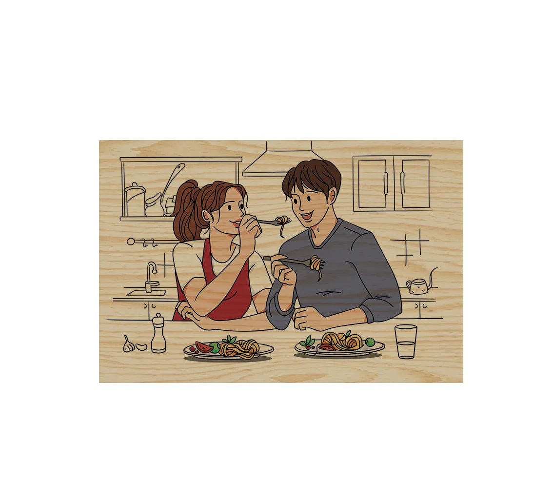 Romantic Couple Frameless Spring Wall Art Novelty & Creative Wooden Style Art Deco Design Handcrafted Home Decor