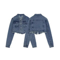 Custom Denim Jacket for Women Stylish Pearl Embellished Blue Jean Jackets Comfortable and Trendy Outerwear for Casual