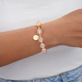 Fine Jewelry Rose Crystal Cubic Zirconia Beaded Bracelet Fashion Letter Pendant Bracelet