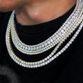 Hip Hop S925 Tennis Necklace VVS D Colorround 3mm Diamond Iced Out Past Tester Custom 10k 14k Gold Moissanite Tennis Link Chains