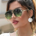 Logo Custom 2025 Fashion Retro Big Frame Gradient Shades Sun Glasses UV400 Oversized Pilot Sunglasses Women MegaBDM
