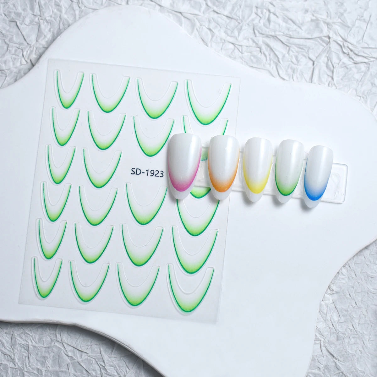 Gradient Effect Thin French Line Nail Decals 12 Colors Flexible Curved Line Nail Art Stickers