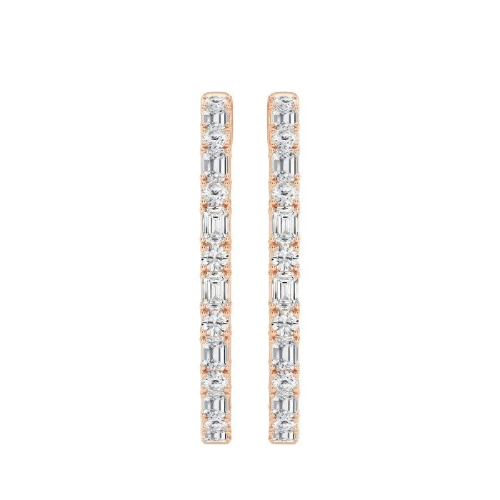 14K White Gold Hoop Earrings with VS Hinged Back Round Natural Diamond Prong Setting Women's Luxury IGI Certified Earrings