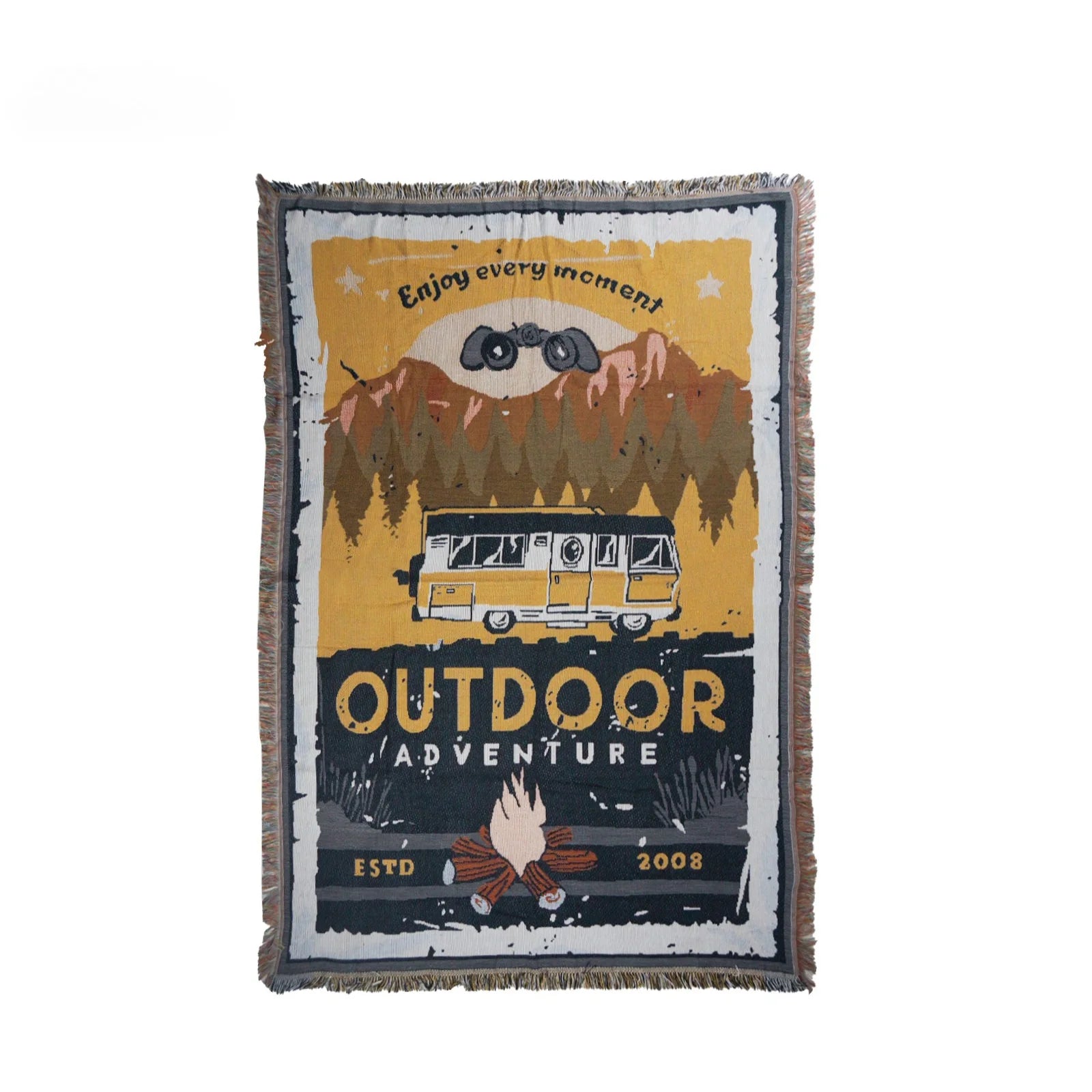 HYUGA Portable Cotton Blanket (Bohemian Style Unisex) for Outdoor Adventures Camping Travel & Hiking