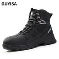 GUYISA Black Color Microfiber Upper European Standard Steel Toe Rubber Sole New Style Security Boots