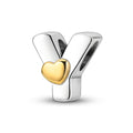 Silver Fashion Letter Series-Letter Y Charms Beads Fit Pan Bracelet With Heart Classic Jewelry for Children Weddings Party