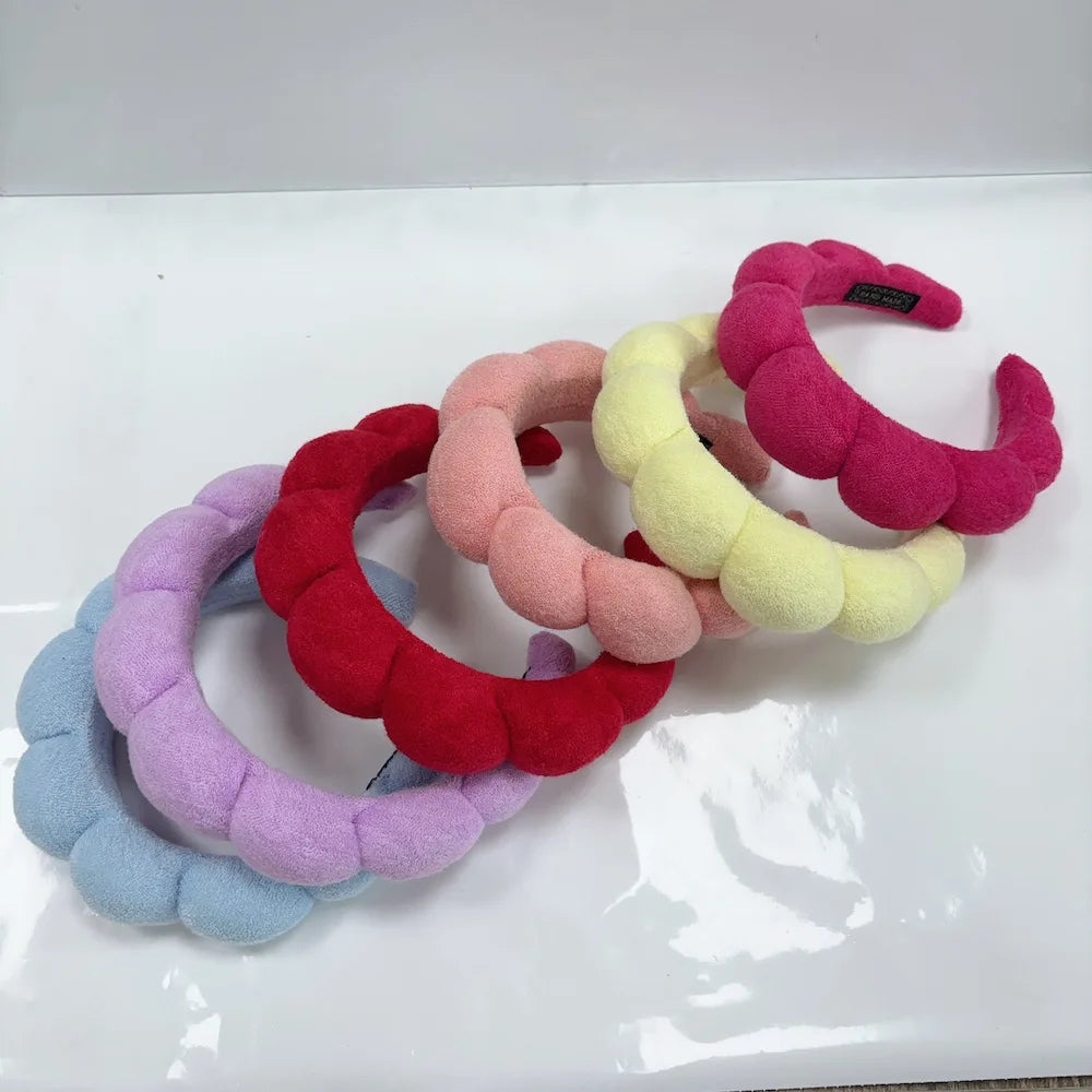 Spa Headband for Women Sponge Spa Terry Towel Cloth Fabric Head Band for Skincare Face Makeup Headbands Hair Hoop
