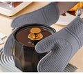 Heat and Slip Resistant Silicone Oven Mitts Pot Mat Set BPA Free Baking Gloves Cotton Lining for Kitchen Oven