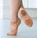 New Design Free Sample High Stretch Canvas Soft Ballet Shoes with Suede Sole for Girls and Women