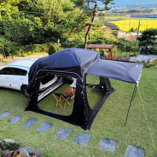 Portable Outdoor 210D Oxford Tent for SUV PU2000mm Automatic Quick Opening Car Rear Shade Tent for Camping