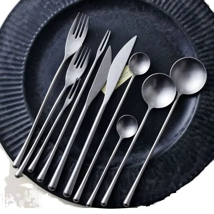 Wholesale Vintage Stonewashed Flatware Collection 304 Stainless Steel Industrial Style Cutlery for Restaurant & Hotel