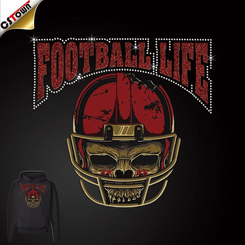 Low Quantity Order Football Team Rhinestone Transfer Iron on Designs