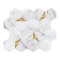 White Marble & Gold Accent Hexagon Peel-and-Stick Tiles Self-Adhesive Wall Covers for Luxury Modern Space