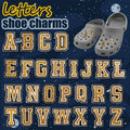 Customized Wholesale Pvc 2d Diy Clog Sandal Accessories Gold Glitter Number Letters Shoes Decorations Alphabet Kawaii Shoe Charm