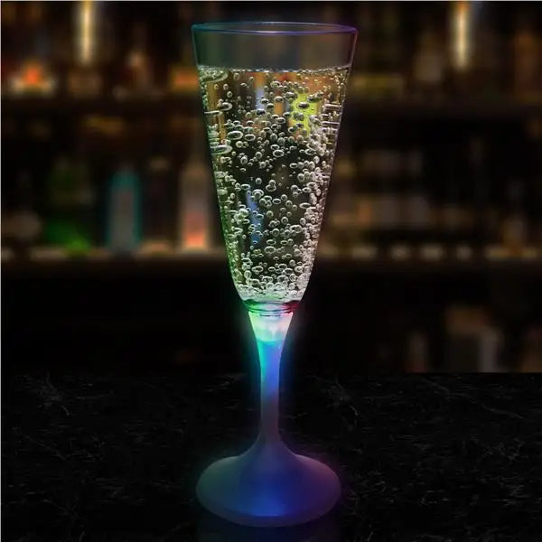 OEM LED Light-Up Multi-Color 7 Oz Plastic for Glasses Flutes White Stem for Birthday Parties Nighttime Events Bars