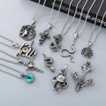 Punk Viking Rune Jewelry Skull Stainless Steel Snake Pendant Necklace
