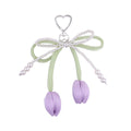 New Pearl Bow Backpack Keychain Pendant  Y2K Key Chain Delicate Beaded Bag Charm Ribbon Bow Tulip Flowers Keyring Cute Accessory