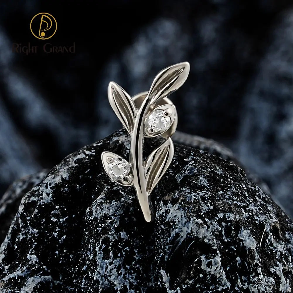 Leaf Earrings Zirconia Pvd Jewelry Piercing Womens ASTM F136 Gold Plated Fashion Earrings Lip Ear Tragus Flat Cartilage Tragus