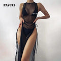 PASUXI Wholesale Women's 3 Piece Bikini Set Swimsuit Beachwear Cover up Dress Solid Color Bathing Suit