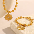 Dreamshow Beaded Statement Jewelry Set Engraved Zircon North Star Charm Necklace Gold Plated Stainless Steel Jewelry Set