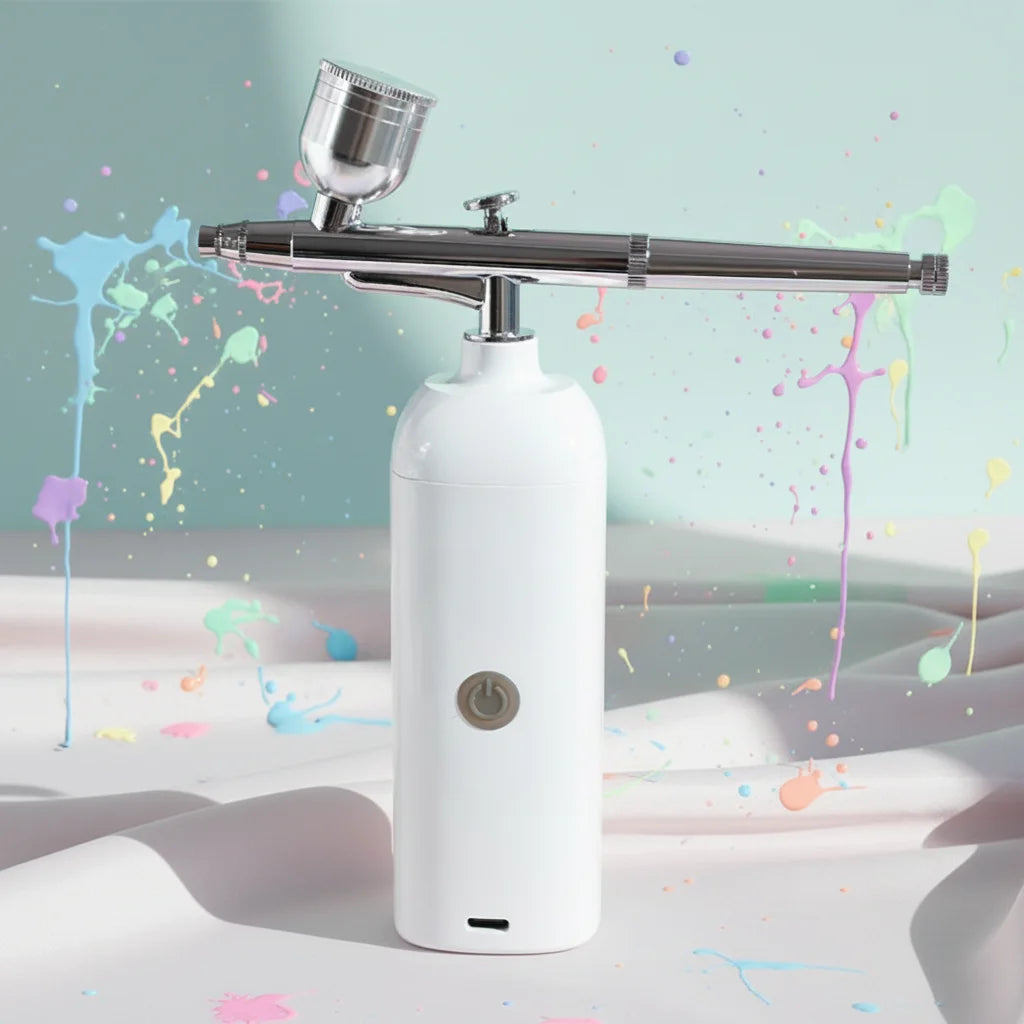 Electric Cordless Gravity Airbrush Compressor for Cosmetic Temporary Tattoos Paint Adjustable Speed Settings