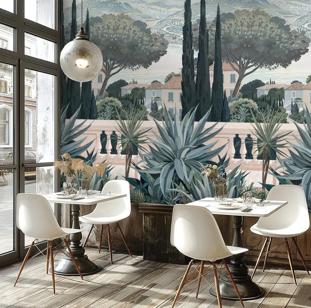 Made Germany Modern Photo Wallpaper Murals Finca Blue Brown Cream Non Woven Vinyl Wall Mural Plants 053 X 880 m Mould-Proof
