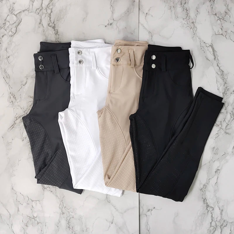 New Fashion Equestrian Women Breeches Zipper Jodpurs Ladies Silicone Horse Riding Clothing Pants