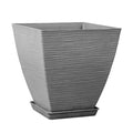Modern Cement- Look Plastic Planter- Lightweight & Durable Indoor/Outdoor Pot