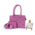 Cotton Fabric Quilted Tote Bag Set Embroidery Chains Zipper Closure Stylish Durable Spacious Lady Winter/Spring/Summer Daily Use MegaBDM
