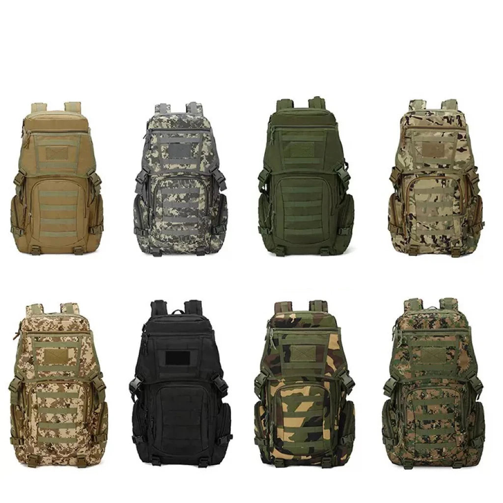 Large Capacity Molle Camouflage Sports Daily Pack Outdoor Camping Training 50L Tactical EDC Bag with USA Flag Patch