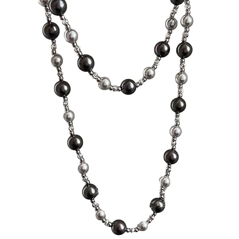Fenyi Wholesale Alloy Jewelry Fashion Retro Unique Simple Pearl Color Matching Stacking Necklace Sweater Chain for Women