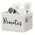 Wooden  Remote Control Storage Box With 2 Grid Household Storage Organizer  White  Finishing  Wooden Stationery  Box