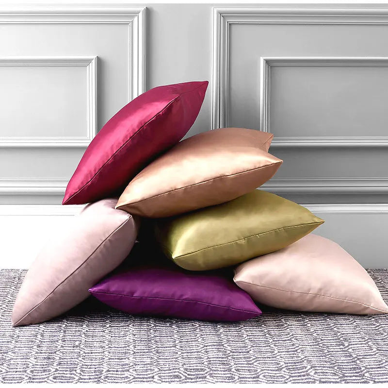 Luxury Throw Sofa Satin Pillowcase With Zipper 40*40cm Satin Pillow Case Covers Home Deco