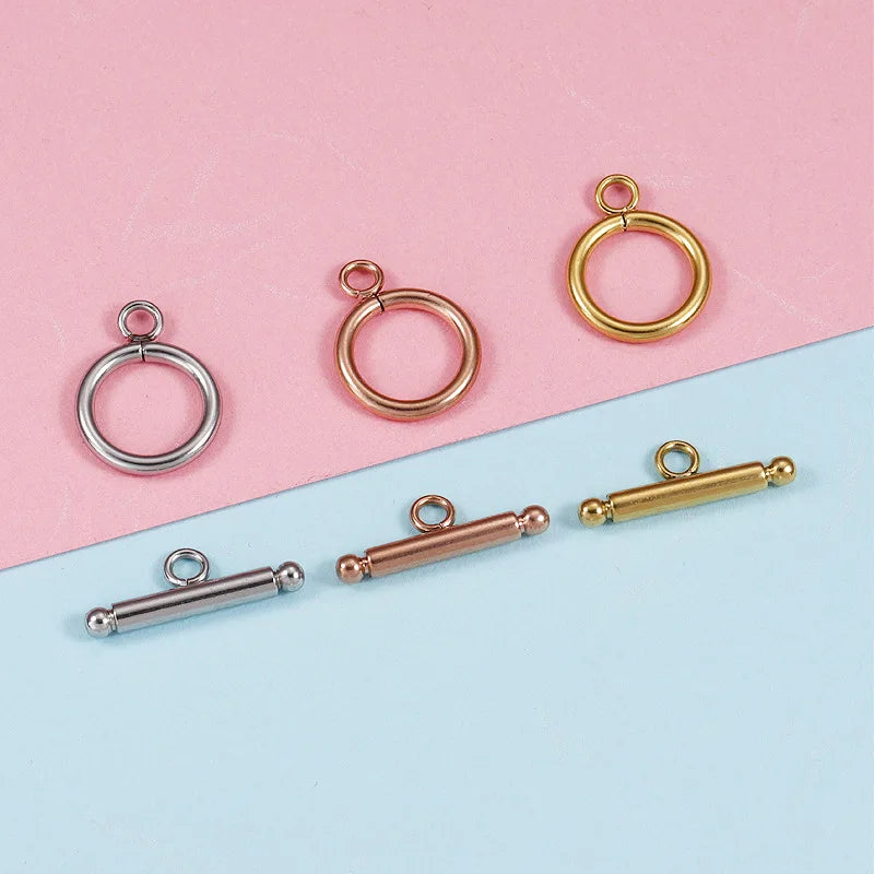TO DIY Jewelry Finding Accessory 18K Gold Plated  Gold Rose Gold Stainless Steel OT Toggle Clasps Buckle