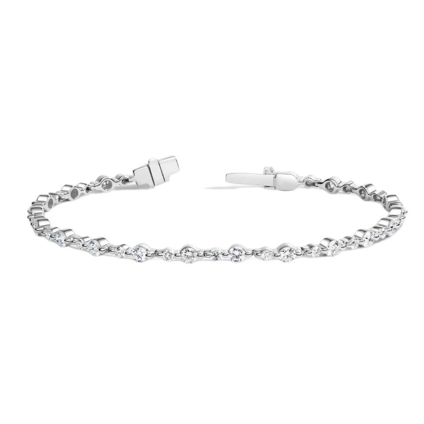 Elegant 18K White Gold Vintage Tennis Bracelet for Women Luxury Fine Jewelry Gift Natural Diamonds IGI Certified Bangles