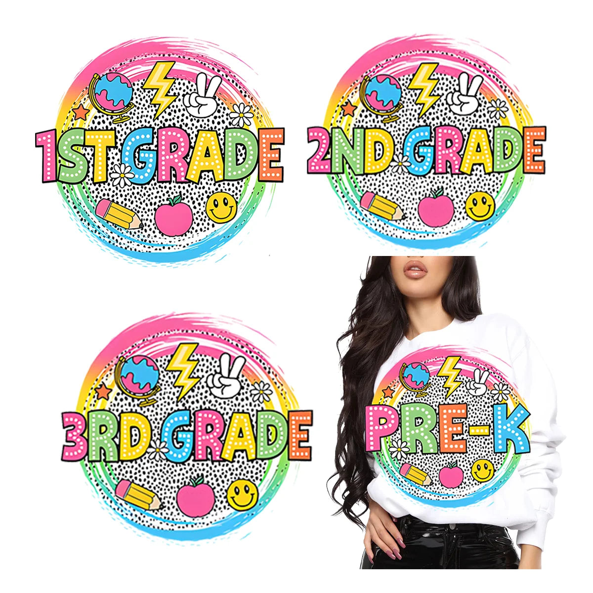 Heat Press Transfer Sticker for Clothes Back to School Dtf Transfer Designs Custom Heat Transfer Designs for T Shirts