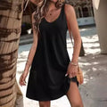 2026 Casual Sleeveless Dress With Pockets Summer Boho Beach Dress Floral T-Shirt Dress for Women Vacation Custom OEM/ODM