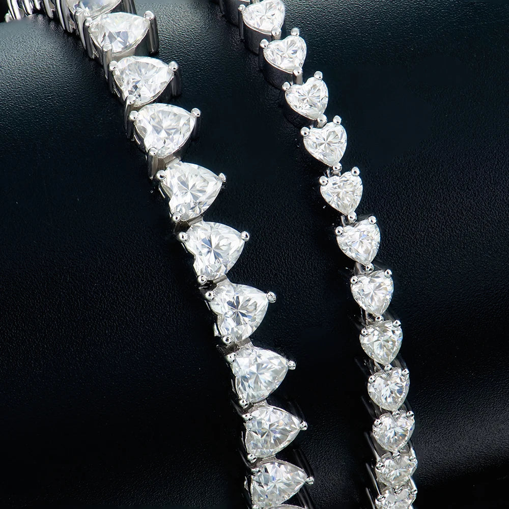 High Quality Jewelry Women 3mm 4mm 925 Sterling Silver Vvs Vvs1 Moissanite Mossanite Heart Tennis Bracelet with Gra Certificate