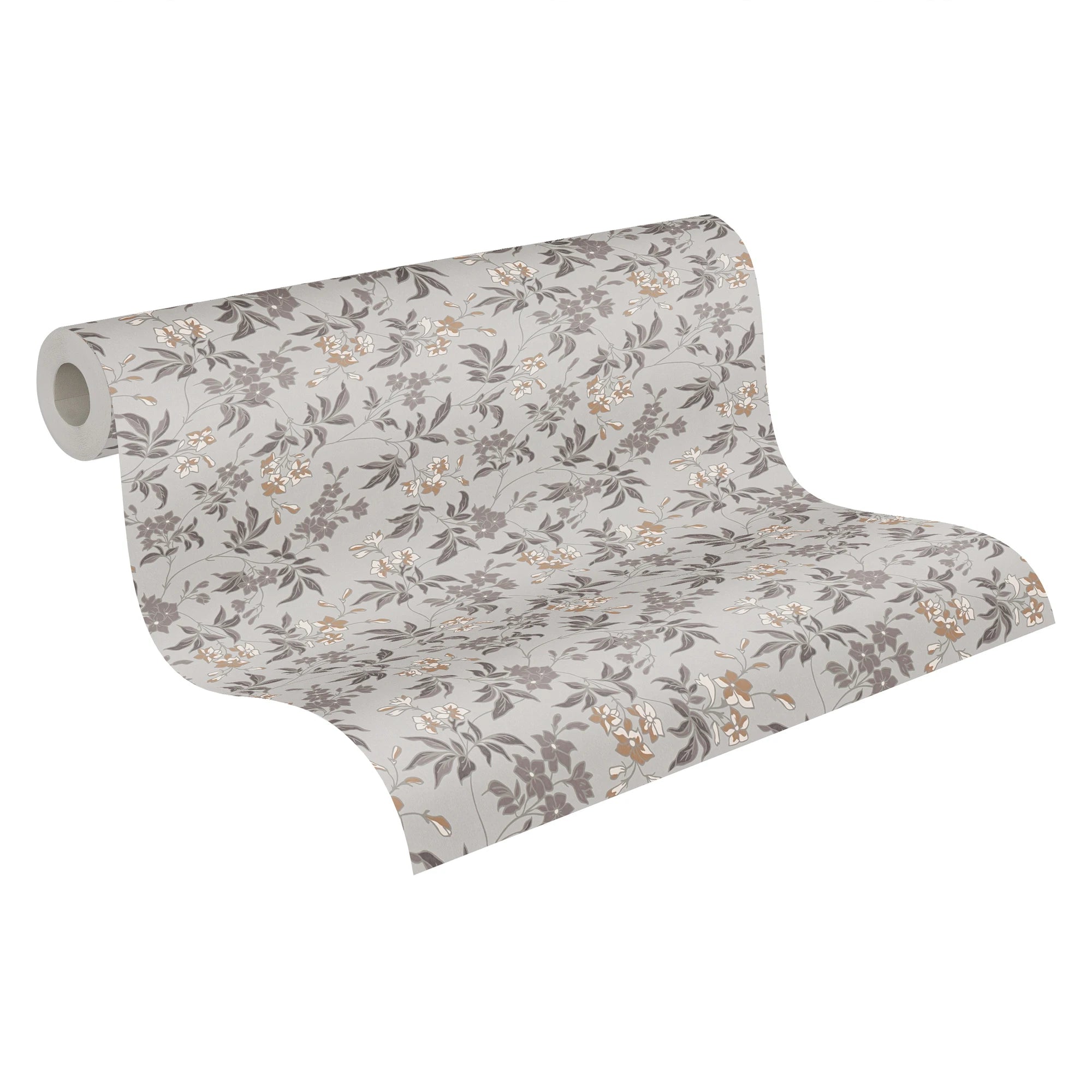 Made in Germany - Luxury Wallpaper rolls Flowers Grey Brown White Black Non Woven Contract Wallpaper Florals - 1005 x 053 m
