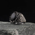 Turkish Style Vintage 925 Sterling Silver Men's Classic Ring with Black Onyx and Zircon Stone Wedding Jewelry From Turkey