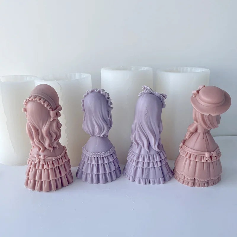 3D Doll Princess Silicone Candle Mold DIY Gypsum Dolls Aromatherapy Candle Resin Soap Mould Cake Chocolate Molds Home Decor Gift