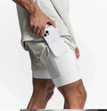 Men's 2-in-1 Double-Deck Quick Dry Running Shorts Breathable Fitness Jogging Workout Pants GYM Sport Shorts