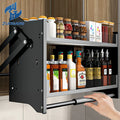 Up and Down Pull Basket Hanging Cabinet Storage Rack Cabinet Pull Basket Glass Lifting Pull Basket