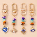 Colorful Hamsa Hand Blue Evil Eye Phone case Pendant Car Key Chains Turkey Blue Evil Eye Metal Key Chain