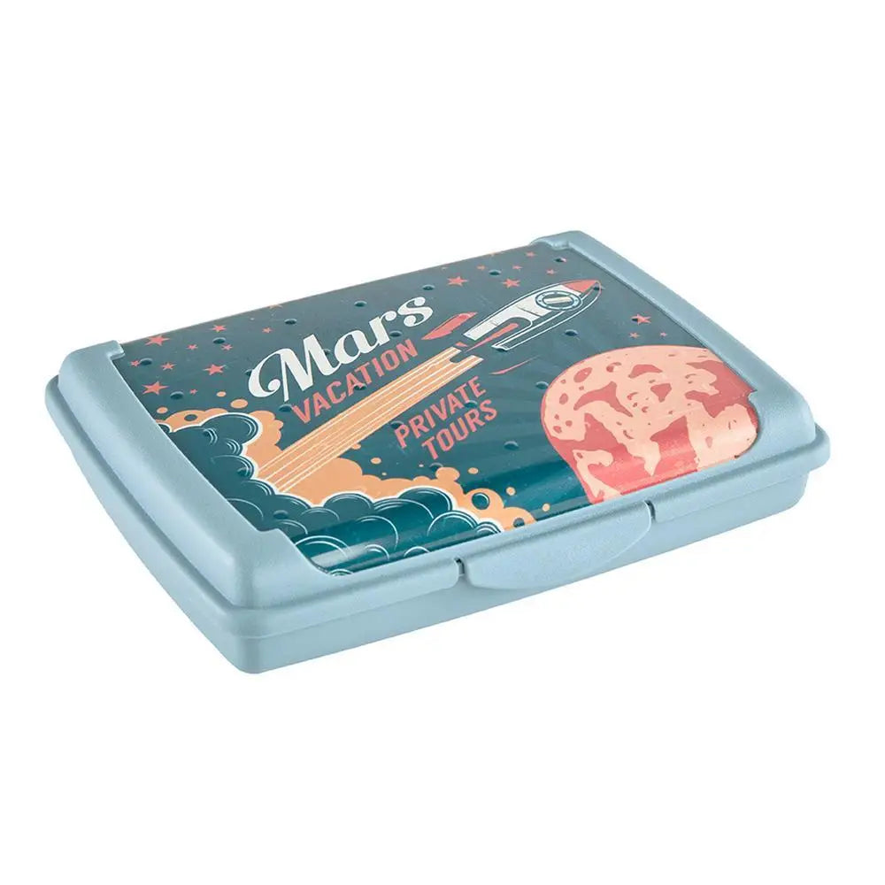 Storage box 17 x 13 x 3.5 Nordic blue with designs on top