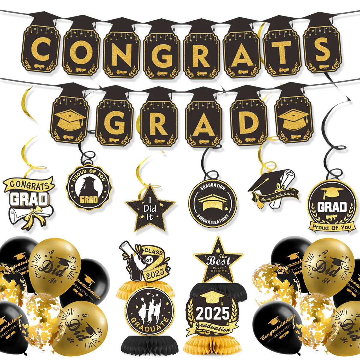 2026 Graduation Party Decorations Congratulations Graduate Flags Balloons Set Bulk Wholesale Custom Personalized