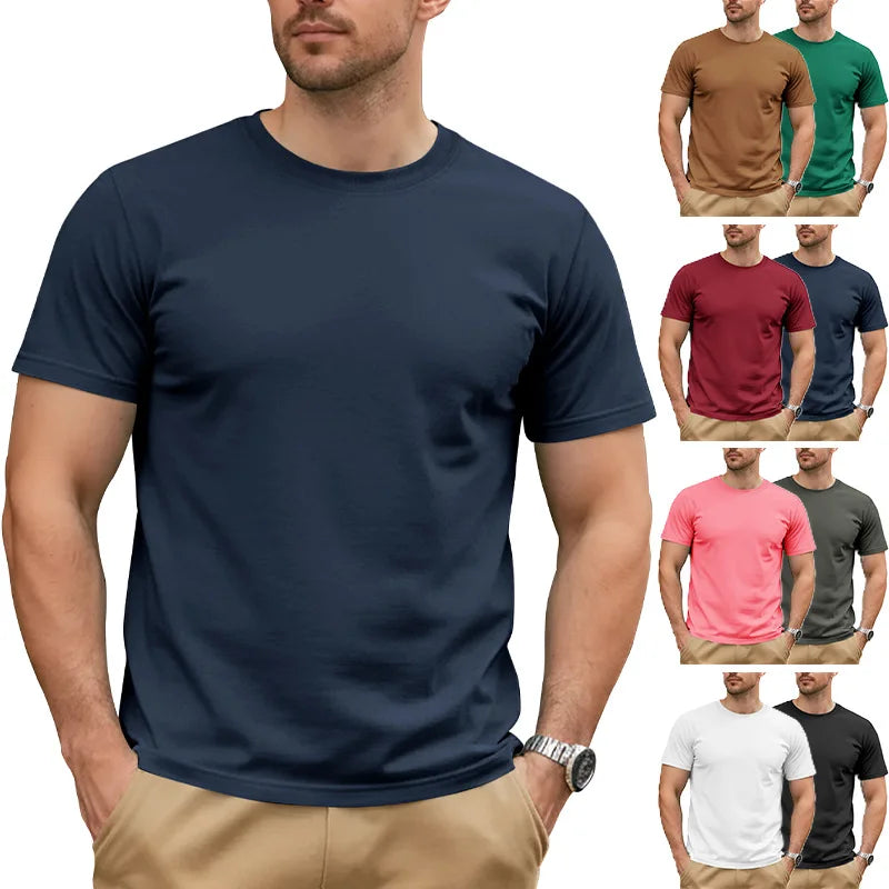 Bangladesh China Factory Price Custom Logo Embroidery Cross-border Summer Solid Color Crew Neck Short Sleeve Pure Cotton t shirt